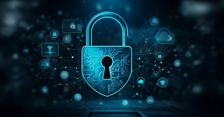 A digital lock symbolizing robust cybersecurity measures in the age of technology and IoT.