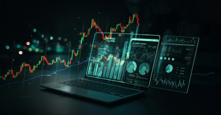 A dynamic chart illustrating market research, diversification, and AI tools for small cap investing.